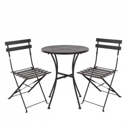 Bolero stalen tuinset zwart – tafel met twee stoelen
