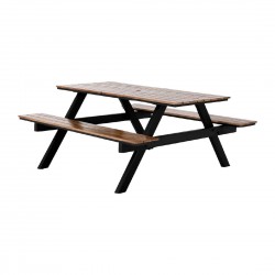 Bolero Acacia rechthoekige picknicktafel bankenset – acaciahout, bruin