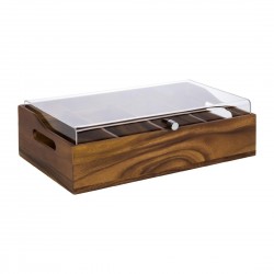 APS bestekbak met deksel 510x280mm lichtbruin – houten buffetuitrusting