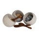 APS Moon 6-delige buffetset – 3 houten lepels & 3 melamine kommen 80mm, grijs