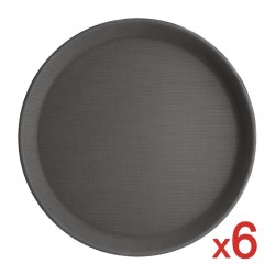 Olympia Kristallon ronde antislip dienbladen polypropyleen zwart – set van 6 stuks