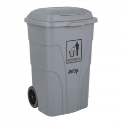 Jantex 120L afvalcontainer met voetpedaal - grijs polypropyleen