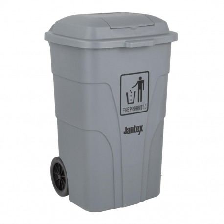Jantex 120L afvalcontainer met voetpedaal - grijs polypropyleen