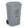 Jantex 120L afvalcontainer met voetpedaal - grijs polypropyleen
