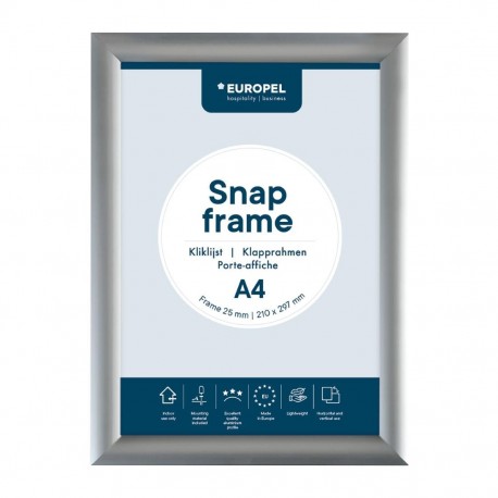 Europel Clicklijst A4 25mm Zilver – Display Sign van Geanodiseerd Aluminium