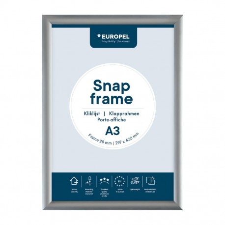 Europel Kliklijst A3 25mm Zilver – DTM Primera Display Sign