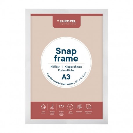 Europel Snap Frame A3 25mm Mat Wit – Kliklijst DTM Primera