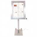 Securit RVS display met paal en voet voor 4 A4-vellen – zilver