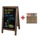 Olympia groot stoepbord bruin melamine met gratis set Securit-pennen