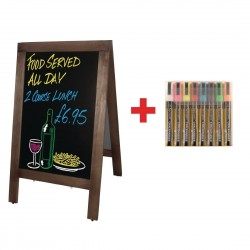 Olympia klein stoepbord bruin – inclusief gratis set Securit-pennen