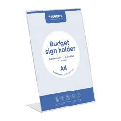 Europel Bordhouder Budget L-Stand A4 Portret – Menukaarthouder van Helder Polystyreen