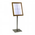 Securit 4xA4 Teakhouten Menukaarthouder met Witte LED-verlichting, Paal en Voet