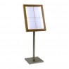 Securit 4xA4 Teakhouten Menukaarthouder met Witte LED-verlichting, Paal en Voet