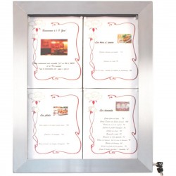 Securit RVS informatiedisplay met gekleurde LED's voor 4x A4 (excl. paal en voet)