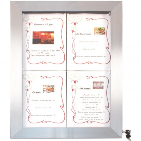 Securit RVS informatiedisplay met gekleurde LED's voor 4x A4 (excl. paal en voet)