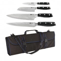 Vogue Tsuki 4-delige messenset met koffer – RVS, Zwart