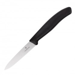Victorinox schilmesje 10 cm zwart – RVS keukenmes met golfrand