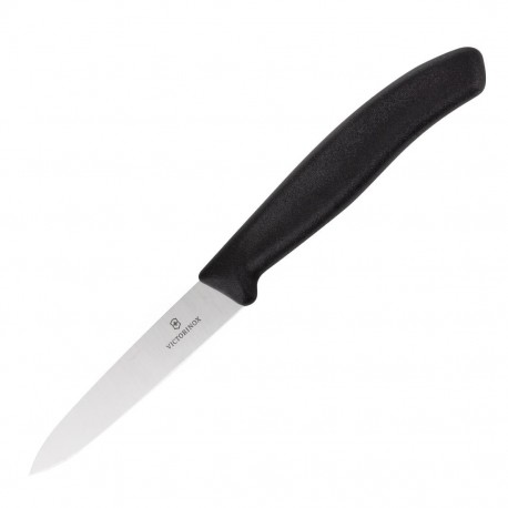 Victorinox schilmesje 10 cm zwart – RVS keukenmes met golfrand