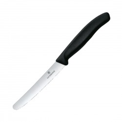 Victorinox groentemes 11 cm zwart – RVS tomatenmes met golvende rand