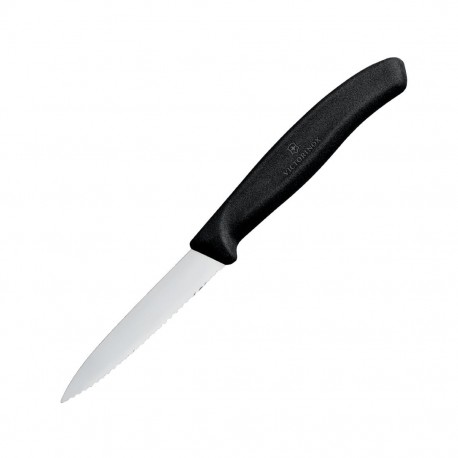 Victorinox gekarteld schilmesje 8cm zwart – RVS schilmesje Swiss made