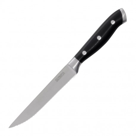 Olympia Premium Geklonken Steakmessen met Zwarte ABS Handvatten – Set van 6