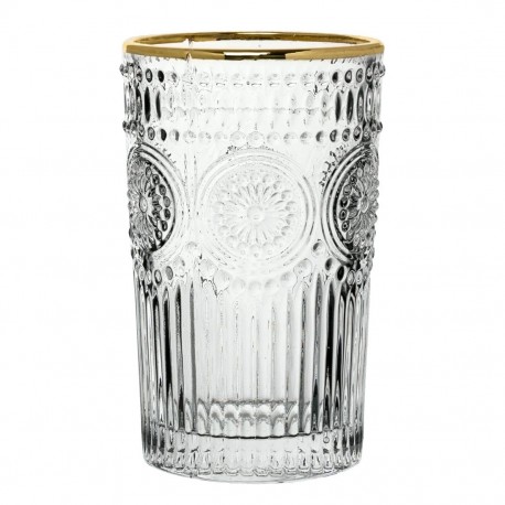 Utopia Rossetti Hiball Goud 36cl – Getextureerd Cocktailglas met Gouden Rand (24 stuks)