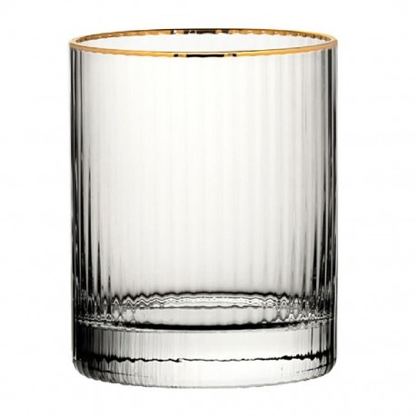 Utopia Hayworth Dubbele Ouderwetse Glazen Met Gouden Rand, 325ml (6 stuks)