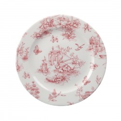 Churchill Toile Cranberry Bord 20,3cm - Set van 6 - Porselein Rood