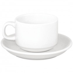 Athena Hotelware Stapelbare Theekoppen en Schotels - Olympia Porselein Wit (24 stuks) – SPECIALE AANBIEDING