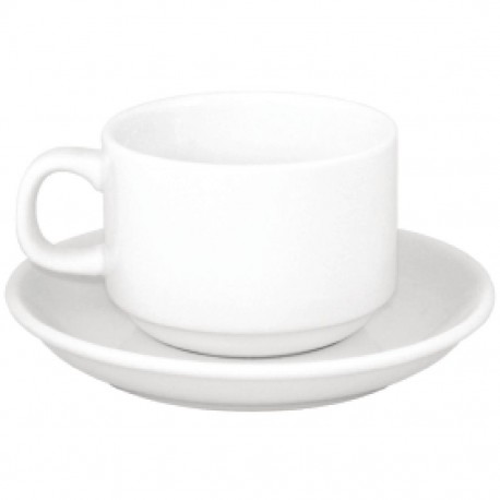 Athena Hotelware Stapelbare Theekoppen en Schotels - Olympia Porselein Wit (24 stuks) – SPECIALE AANBIEDING