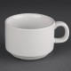 Athena Hotelware Stapelbare Theekoppen en Schotels - Olympia Porselein Wit (24 stuks) – SPECIALE AANBIEDING