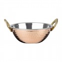 Olympia Koperen Kadai Schotel met Messing Handvatten - RVS, 400 ml