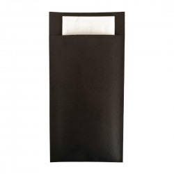 Europochette Royal bestekzakje met Double Point servet - Zwart (200 stuks)