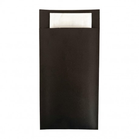 Europochette Royal bestekzakje met Double Point servet - Zwart (200 stuks)