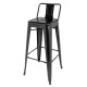 Bolero stalen bistro barkruk met rugleuning zwart (4 stuks)