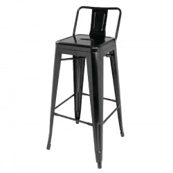 Bolero stalen bistro barkruk met rugleuning zwart (4 stuks)