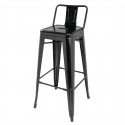 Bolero stalen bistro barkruk met rugleuning zwart (4 stuks)