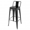 Bolero stalen bistro barkruk met rugleuning zwart (4 stuks)