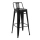 Bolero stalen bistro barkruk met rugleuning zwart (4 stuks)