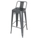 Bolero stalen bistro barkruk met rugleuning grijs (4 stuks)
