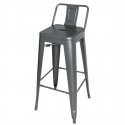 Bolero stalen bistro barkruk met rugleuning grijs (4 stuks)