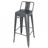 Bolero stalen bistro barkruk met rugleuning grijs (4 stuks)