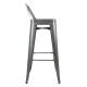 Bolero stalen bistro barkruk met rugleuning grijs (4 stuks)