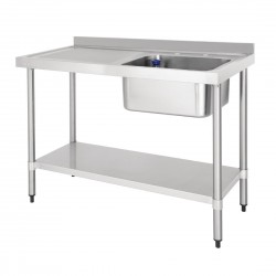 Vogue RVS spoeltafel met afdruiprek links 1200mm