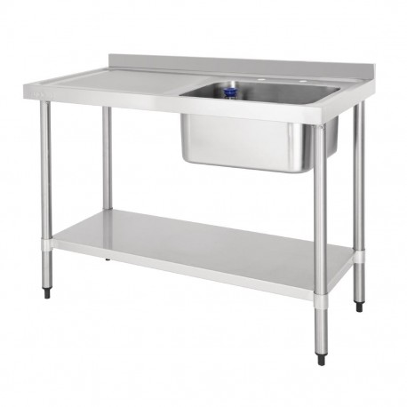 Vogue RVS spoeltafel met afdruiprek links 1200mm