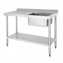 Vogue RVS spoeltafel met afdruiprek links 1200mm