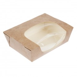 Colpac Zest kraft saladebakken met acetaat venster en insteeksluiting composteerbaar 825ml