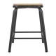 Bolero Cantina lage kruk met houten zitting metallic grijs (4 stuks)