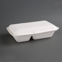 Fiesta Green composteerbare bagasse voedseldozen 2 compartimenten (200 stuks)