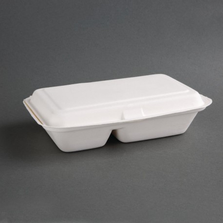 Fiesta Green composteerbare bagasse voedseldozen 2 compartimenten (200 stuks)
